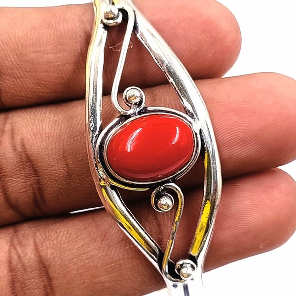 Red Coral 58.30 Ct Gorgeous Adjustable Bracelet Natural 925 Stealing Silver Loose Gemstone from Italy Awesome Fantastic Jewelry Making KAG