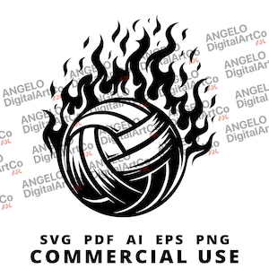 Volleybal Svg Flame, png, ai, eps, pdf | Vectorgrafisch ontwerp voor snijden, afdrukken en digitale bestanden, volleybal clipart