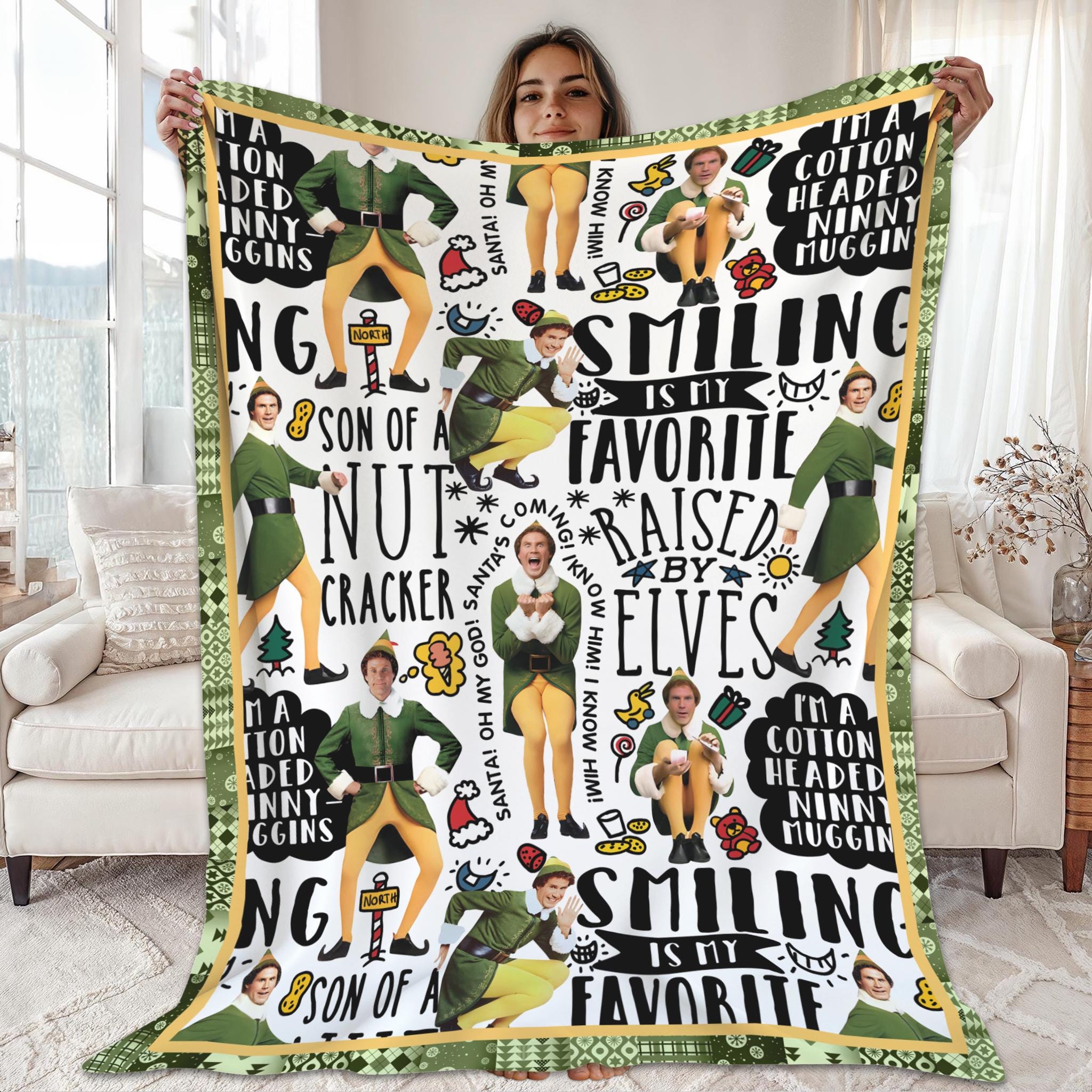 Discover Buddy the Elf Fleece Blanket Christmas Elf Blanket Couch Sofa Quilt