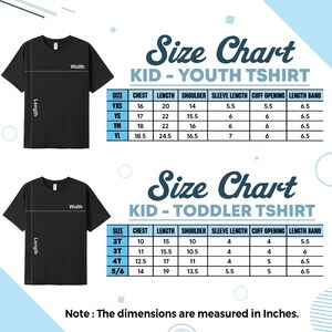 a t - shirt size chart for a child's size chart
