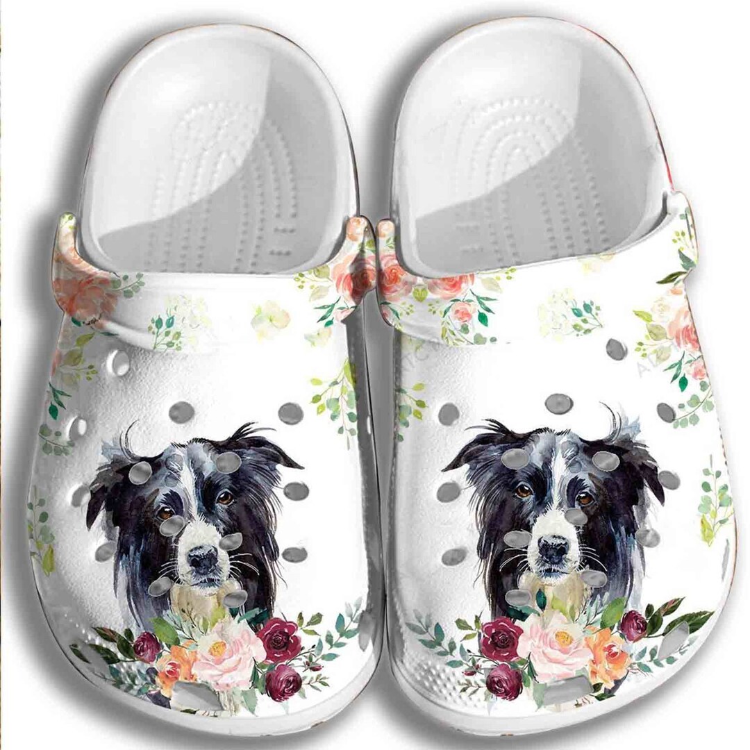Collie Dog Shoes Collie Flower Clog Dog Lovers Sandal Etsy