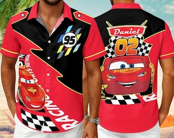 Lightning Mcqueen Hawaiian Shirt, Disneyland Rust-Eze Cars Hawaii Shirt, Piston Cup Champion, Disneyworld Disneyland Family Trip