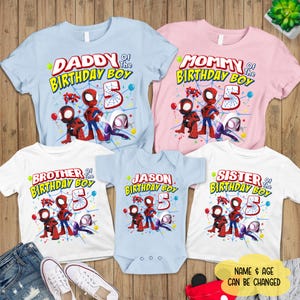 Spidey and His Amazing Friends Family Matching Birthday Shirt, MCU Superhero Birthday Shirt, Spiderman Family Matching Shirt