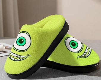 Monster University Cozy Slipper,monster Inc 2 Mike Wazowski Character  Shoes,disneyland Movie Fluffy Slipper,wazowski Comfortable House Shoes -  Etsy