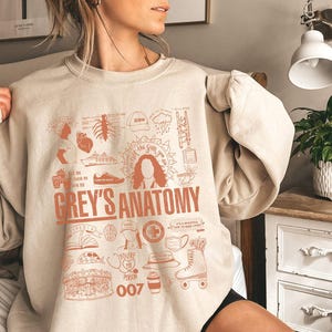 Grey&#39;s Anatomy Doodle Art Shirt | Vintage Grey&#39;s Anatomy Shirt | Meredith Grey Derek Shepherd Shirt | Birthday Gift