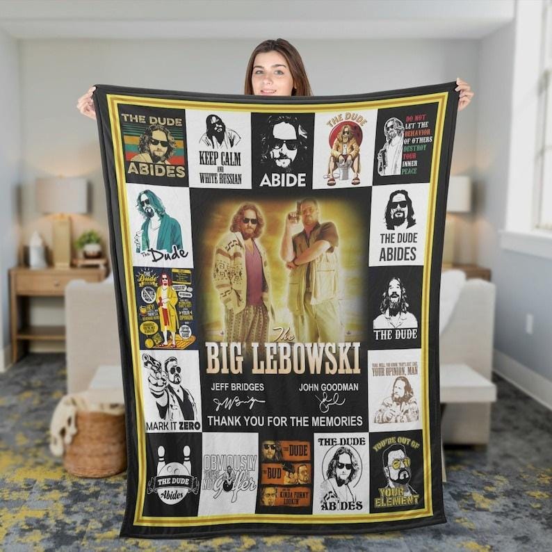 Discover The Big Lebowski Fleece Blanket - The Dude Retro Vintage Movie Thank You Christmas Gift