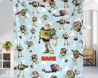Personalized Toy Story Buzz Lightyear Fleece Blanket | Toy Story Land Blanket | Toy Story Magic Kingdom Blanket for Bed Couch Sofa