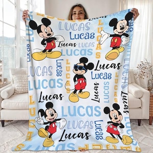 Personalized Disneyland Mickey Blanket, Custom Name Mickey Blanket, Disneyworld Mickey Birthday Girl Gift, WDW Disneyland Princess