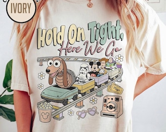Retro Slinky Dog Dash Inspired Shirt, Toy Story Land Rollercoaster Shirt, Hold On Tight Here We Go T-Shirt, Hollywood Studios Vacation Tees