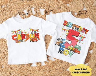 Two-sided Custom Disneyland Cars Birthday Boy Shirt,Lightning McQueen Mater Hudson Sally Cars Birthday Boy, CarsLand Birthday Trip
