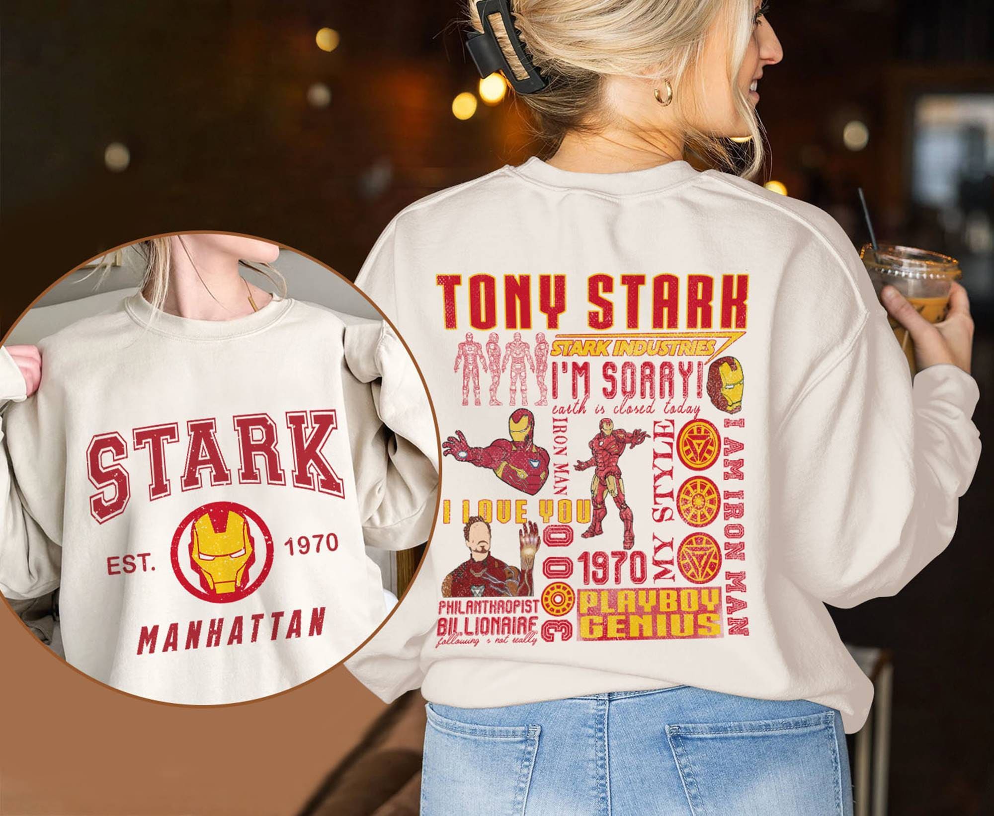 Two-sided Iron Man Movie Shirt | Tony Stark Shirt | Superhero 1970 Double Sides Shirt | Avengers Team Shirt | Avengers Assemble Shirt