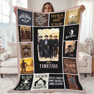 Tombstone Fleece Blanket, Doc Holliday Johnny Ringo William Brocius Wyatt Earp Throw Blanket For Bed Couch Sofa, Christmas Gifts