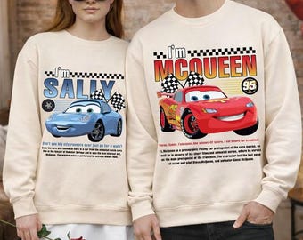Disneyland Cars I'm McQueen I'm Sally Couple Shirt, Vintage Cars Movie McQueen Sally Couple Tee,Disneyland Matching Tee,Valentine Shirt Gift
