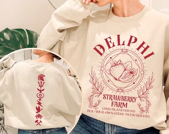 Two-sided Delphi Strawberry Farms Sweatshirt, Percy Jackson the Olympians Shirt, Bookish shirt, Book lover Shirt bookworm, Graphic Tee