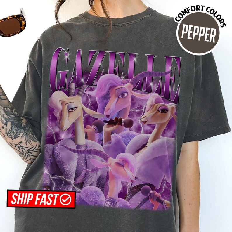 Camiseta cómoda Gazelle de Zootopia, camiseta de Zootopia 2, camiseta de Disneyland, camiseta de Disneyworld, camiseta cómoda a juego de DisneyFamily, Magic Kingdom imagen 3