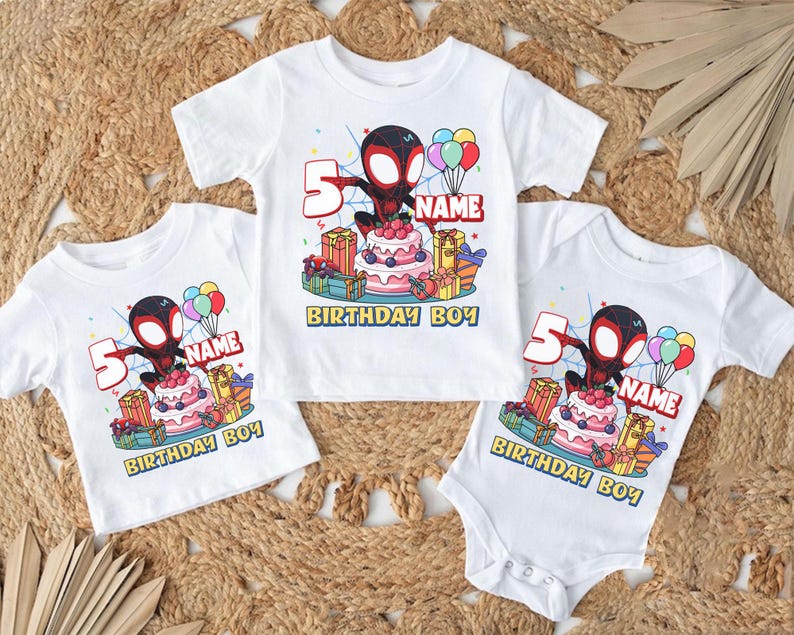 Mcu Spidey & His Amazing Friends Birthday Shirt, Mcu Custom Birthday Family Matching Tee, Ghost Spider Birthday Tee, DisneyFamily Trip Tee bild 1