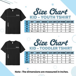 a t - shirt size chart for a child's size chart