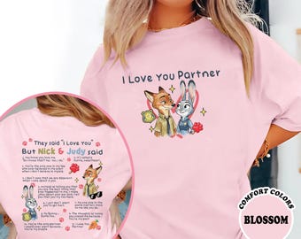 Zootopia I Love You Partner Shirt, Disneyland Zootopia 2 Couple Shirt, Nick And Judy Couple Tee, Funny Valentine Couple Matching Trip Tee