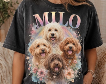 Personalized Dog Portrait Shirt, Sketch Style Pet Photo T-Shirt, Custom Pet Photo Tee, Dog Face Tshirt with Name