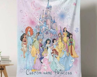 Disneyland All Princesses Blanket Cinderella Snow White Fleece Blanket, Fairy Tale Princess Themed Party, Disneyland Christmas Gifts