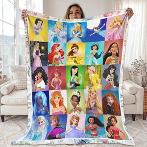 Rapunzel Cinderella Jasmine Snow White Princess Blanket Princess Fleece Blanket Fairy Tale Princess Blanket | Princess Blanket