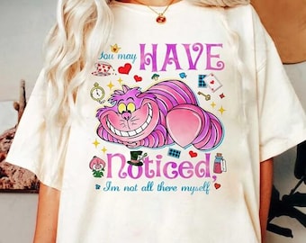 Disneyland Cheshire Cat Shirt, You May Have Noticed Tee, Retro Wonderland Theme Park Vacation Clothing, Vintage Pink Striped Cat T-shirt