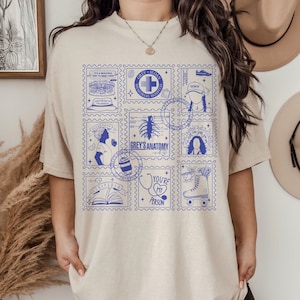 Grey&#39;s Anatomy Doodle Art Shirt | Vintage Grey&#39;s Anatomy Shirt | Meredith Grey Derek Shepherd Shirt | Birthday Gift