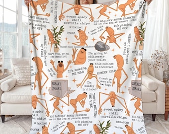 Marcus The Worm Blanket, Robert Help Marcus The Worm Blanket, Marcus The Worm Meme Blanket, Funny Meme Brain Rot Blanket