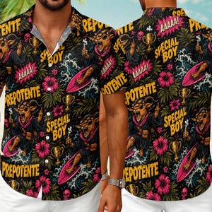 Dungeon Crawler Carl Prepotente Hawaiian Shirt, Desperado Club Aloha Shirt, DCC Button Up, Fantasy Novel Inspired DCC Fan Merch, LitRPG Fan