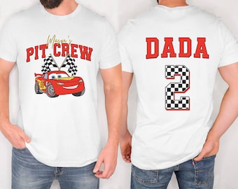 Two-sided Cars Pit Crew Dada Lightning McQueen Birthday Shirt, Family Matching DisneyCars Birthday Shirt,Cars Birthday Boy Tee,WDW Birthday