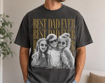 Personalized Fathers Day Shirt With Photo, Funny Dad Shirt, Best Dad Ever Shirt, Custom Best Dad Ever Vintage Photo Shirt: New Dad Gift