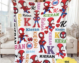 Personalized Spidey and His Amazing Friends Blanket, Amazing Friends Fleece Blanket, Spider-man Birthday Blanket, Spiderman Blanket