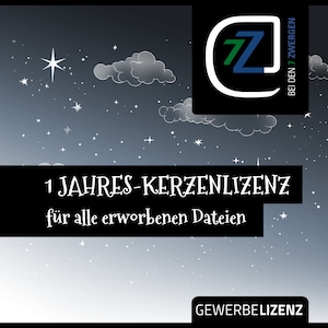 1-Jahres-Lizenz zur kommerziellen Nutzung aller erworbenen Kerzendateien von Bei den 7 Zwergen, Kerzentatto, Gewerbelizenz zdjęcie 1