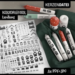 Puede incluir: Descarga digital imprimible de pegatinas para velas con forma de casa con el texto "Zuhause" (alemán para "hogar") y "My Home" en blanco y negro. Las pegatinas están diseñadas para decorar velas y están disponibles en formatos A4 PDF y JPG.
