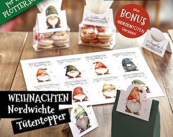 TÜTENTOPPER-Datei NORDWICHTE | Weihnachten | Wichtel | Gnom | gebunden & gefaltet | Plätzchentüten | Tütenverschluss | Tütenklammer | Advent