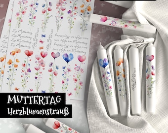 Kaarsbestand MOEDERDAG hartboeket, bloemen, harten, bedankt, liefde, moeder, groet, moeder, kaarssticker, kaarstattoo, PDF, JPG, aquarel