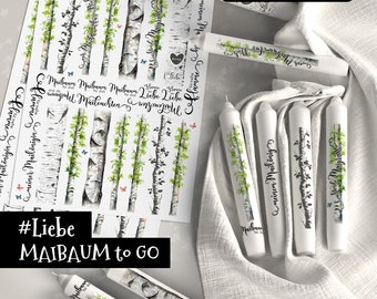 Candle file MAYPOLE to go, May, May King, love, flame, leap year, spring, trees, birch, candle sticker, candle tattoo, PDF, JPG, watercolor