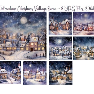 Watercolor Christmas Clipart, JPGs, Digital crafting, Paper crafts, Christmas clipart, Instant download, commercial use, Printable.