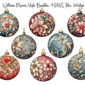 William Morris, Clipart di Natale, PNG, Creazione digitale, Mestieri di carta, Clipart di Natale, Download istantaneo, uso commerciale, Stampabile.