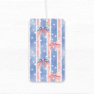 Americana bow stripe seamless pattern with red white and blue ribbon bows lace stripes and stars, vintage patriotic coquette digital paper for fabric wallpaper nursery decor