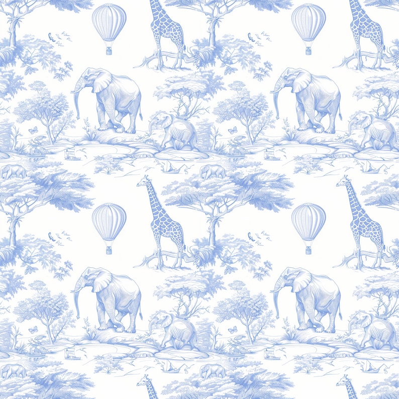 Large Scale - Chinoiserie Toile De Jouy, Safari, Seamless Digital ...