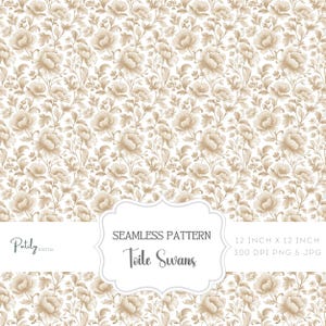 Chinoiserie Toile de Jouy, Seamless Pattern, Vintage Toile background, Floral Digital Paper, Victorian Floral PNG