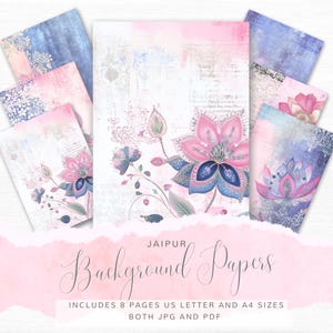 Junk journal vintage floral Scrapbooking Digital Papers, 8 Digital Pages, Printable Ephemera Paper Craft, Collage, instant download