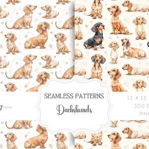 Seamless Pattern, Dogs, Dachshunds, Digital Paper, Download Clipart for Papers and Fabrics