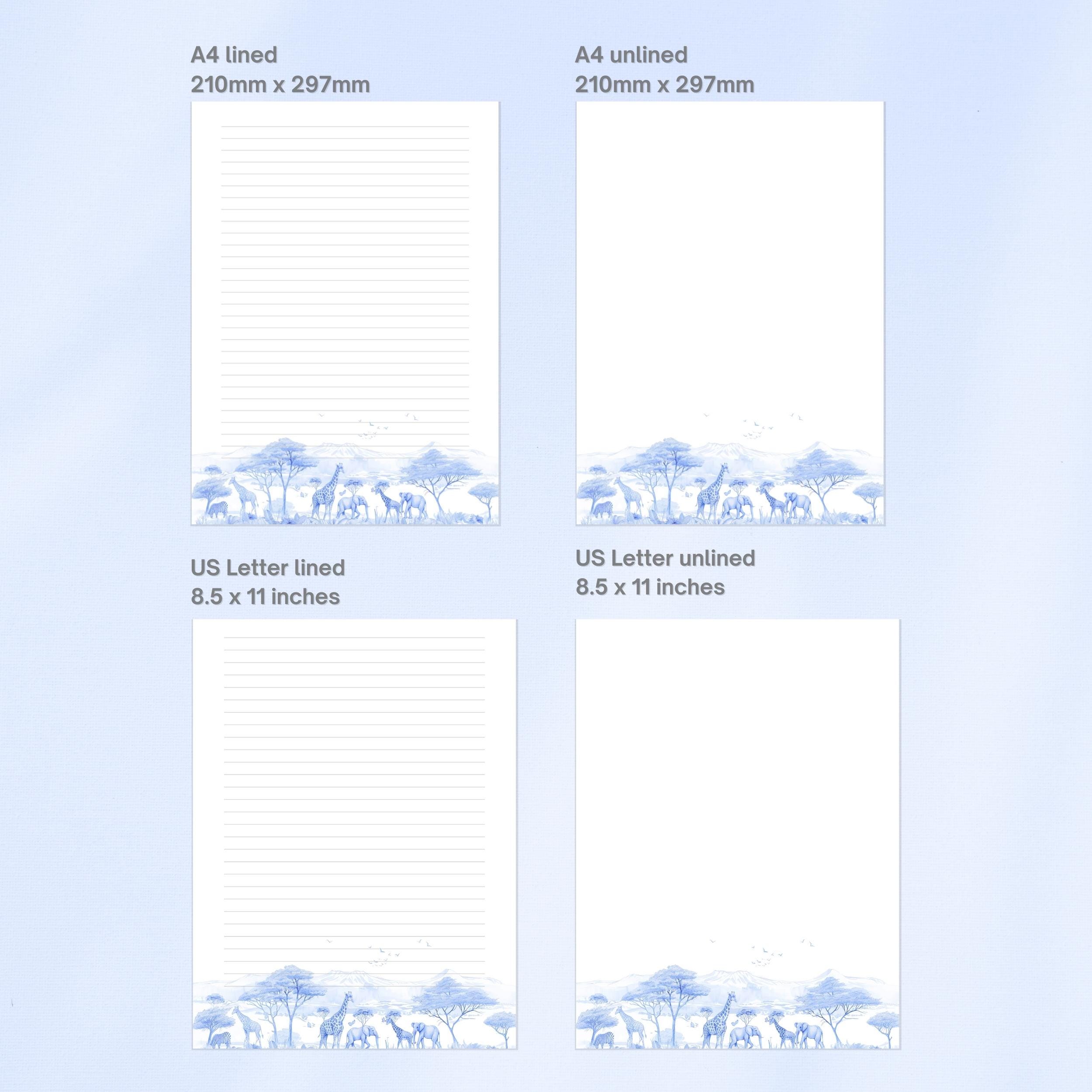 Printable Stationery Letter Writing Paper, African Safari Toile De Jouy ...