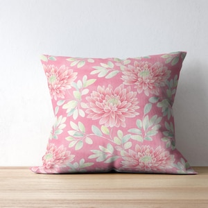 Whimsical and vibrant seamless floral pattern with bright spring chrysanthemum flowers creating a seamless and lively design in stunning pink and green