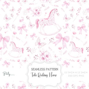 Roze chinoiserie toile de jouy, naadloze kinderkamerachtergrond, hobbelpaarden, instant digitale download, voor papier, stoffen, POD en meer
