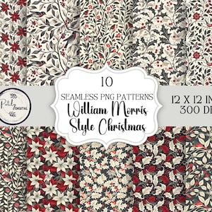 William Morris Weihnachtsmuster, nahtlose Papiere für junk journal und scrapbooking Papiere, Stoffe, POD und mehr.