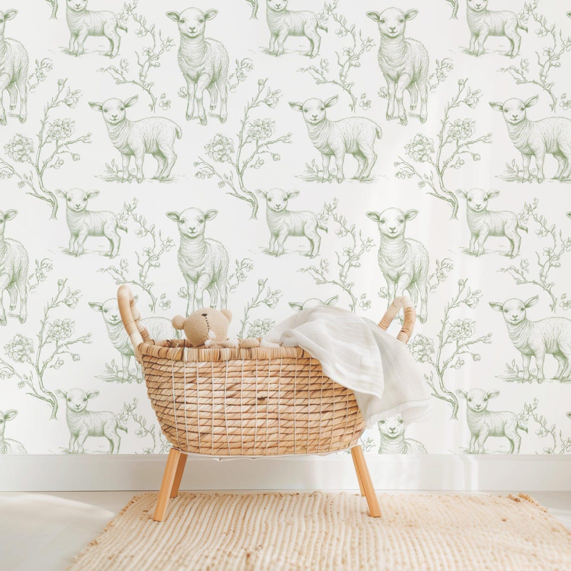 Chinoiserie Toile Seamless Pattern, Animal Nursery Pattern, Spring ...