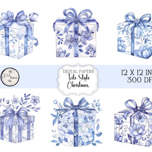 Weihnachten Toile Clipart, Französisch blau und weiß, Instant Digital Download, Clipart, Png-Dateien